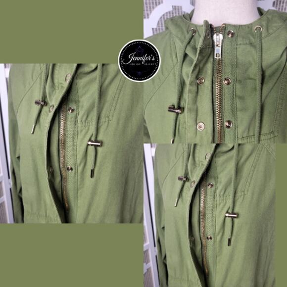 Forever 21 Women's Oversized Army Green Hooded Utility Jacket Size S - Picture 8 of 14